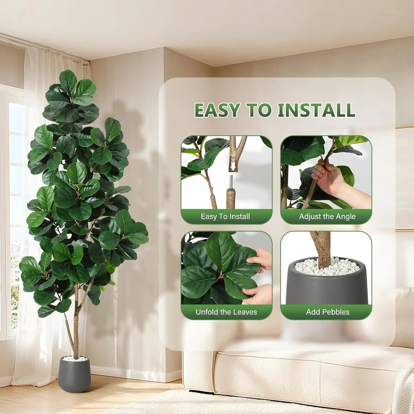 Fiddle Leaf Fig Tree Artificial in Planter
