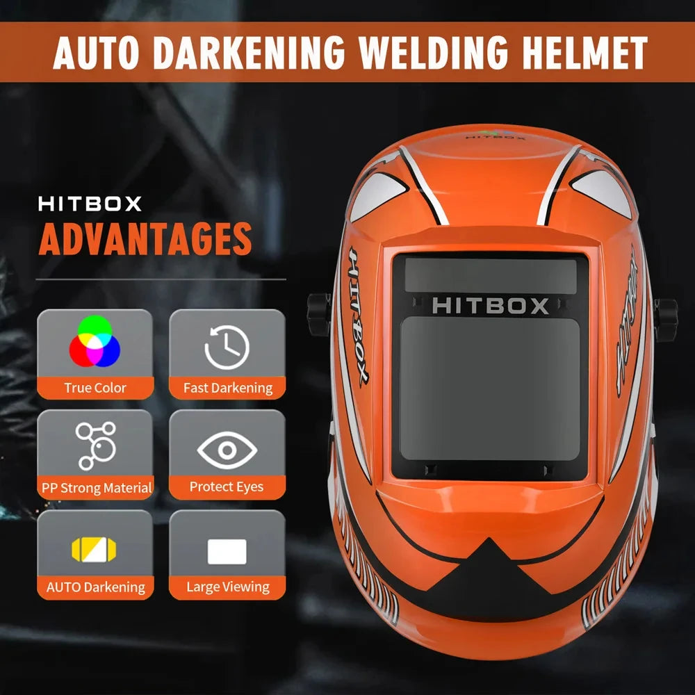 HITBOX HB555 Auto Darkening Welding Helmet Solar Battery Powered
