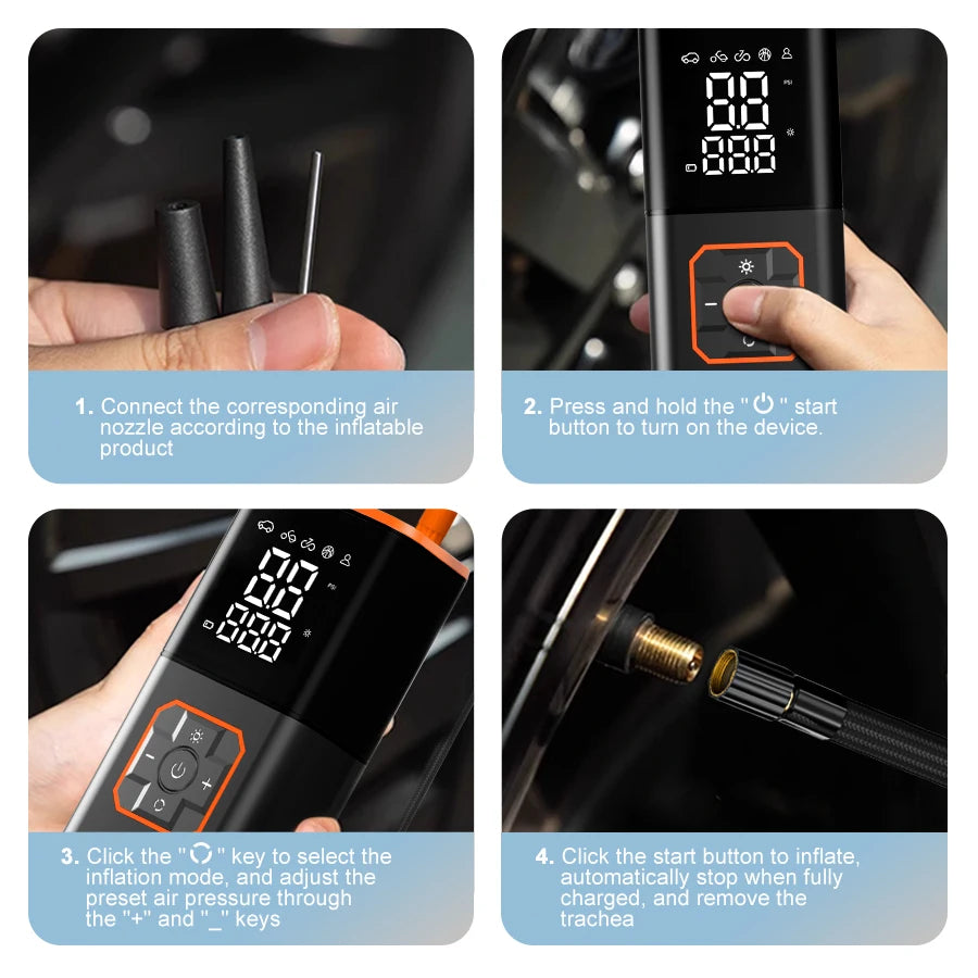 Guantu ABS Tyre Inflator Portable Air Compressor For Motorcycles Bicycles