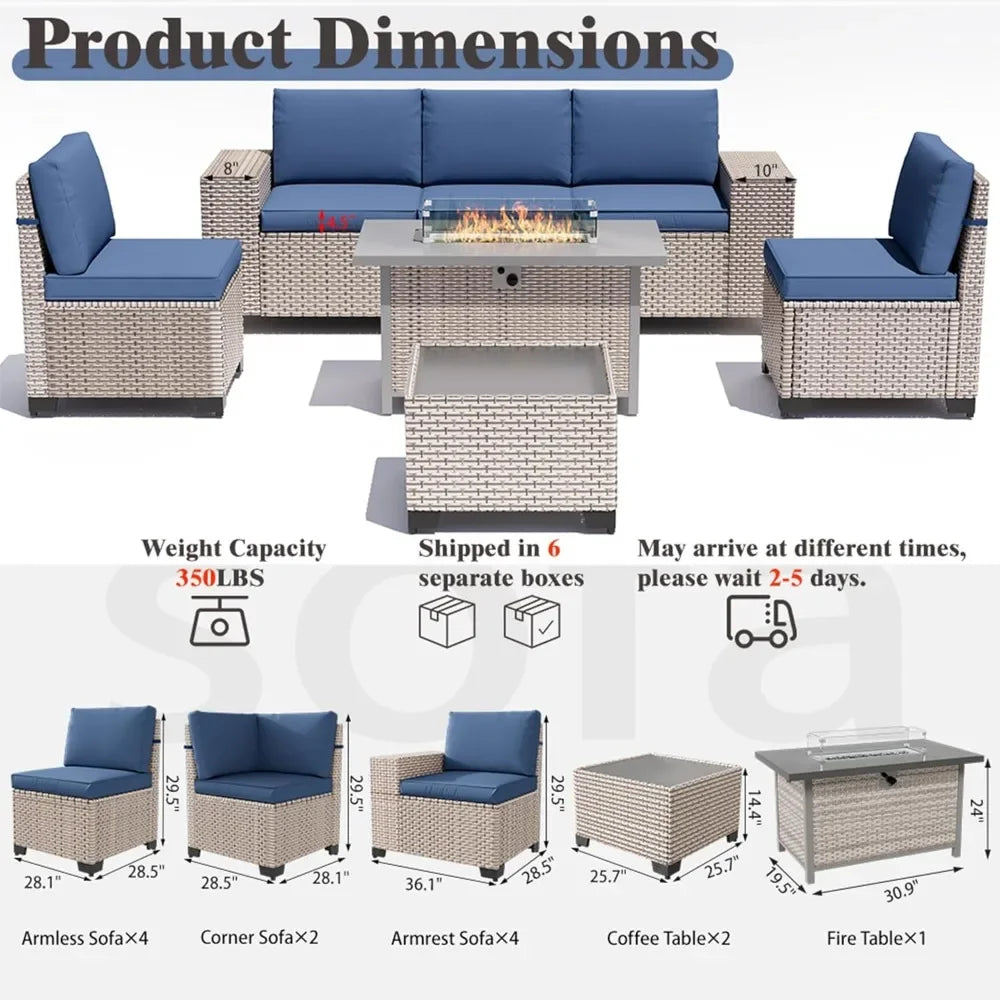 Outdoor Wicker Patio Sectional Sofa Set