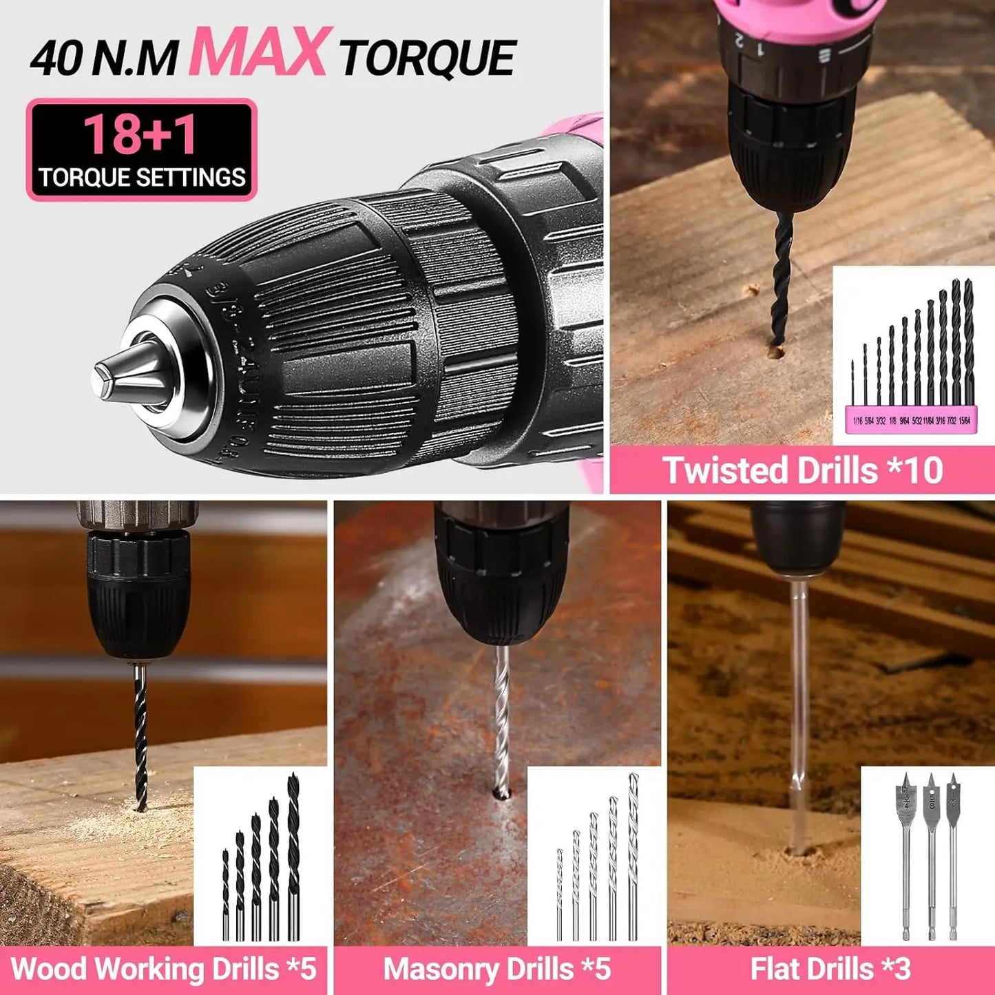 DEKODIY 20V Cordless Drill Set With Battery Power Tool Kit