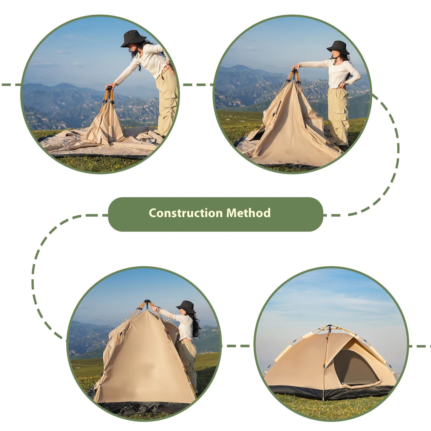Pakicetus Three to Four Person Windproof Camping Tent Easy Setup