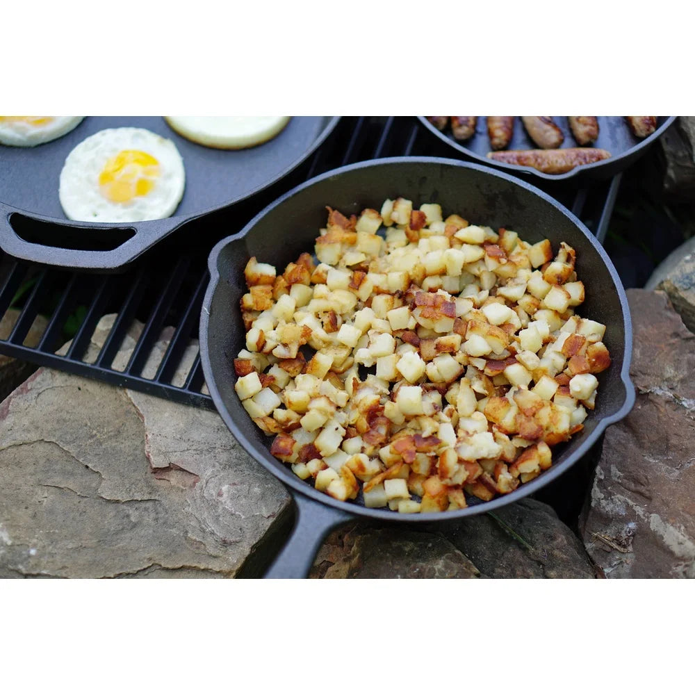 Preseasoned Cast Iron Skillet Versatile Cooking Nonstick Campfire Easy Pour