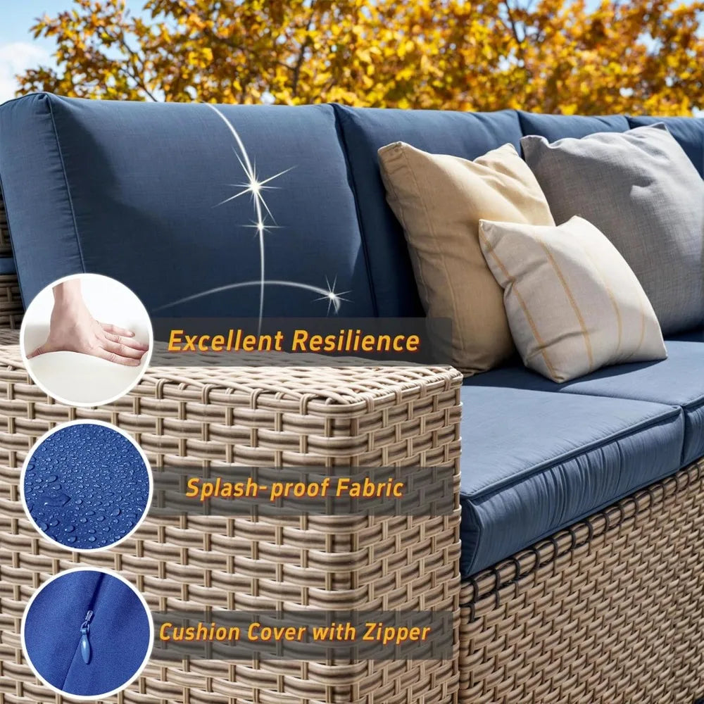 Outdoor Wicker Patio Sectional Sofa Set