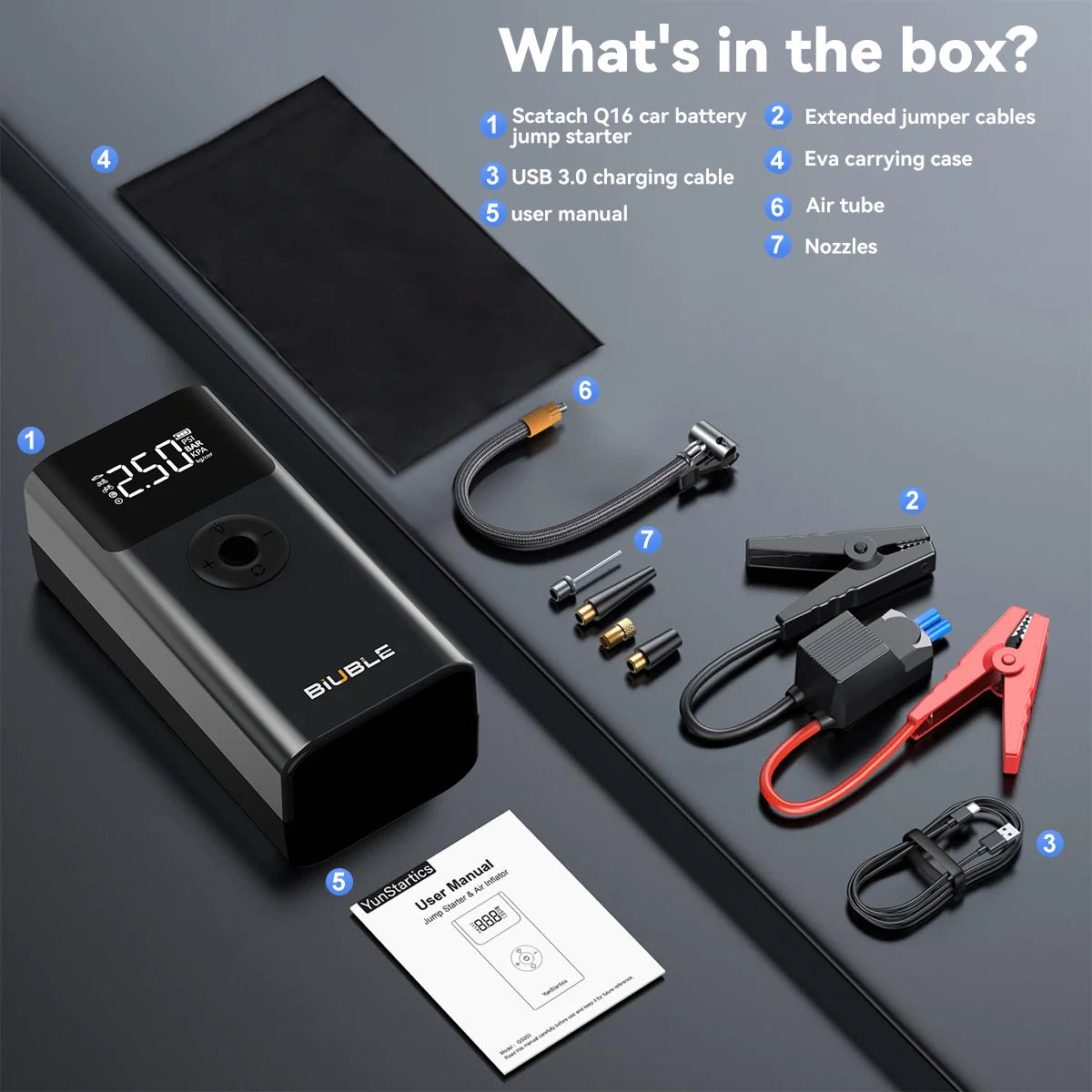 BSMOOM 7000A Car Jump Starter Power Bank With 150 PSI Air Pump