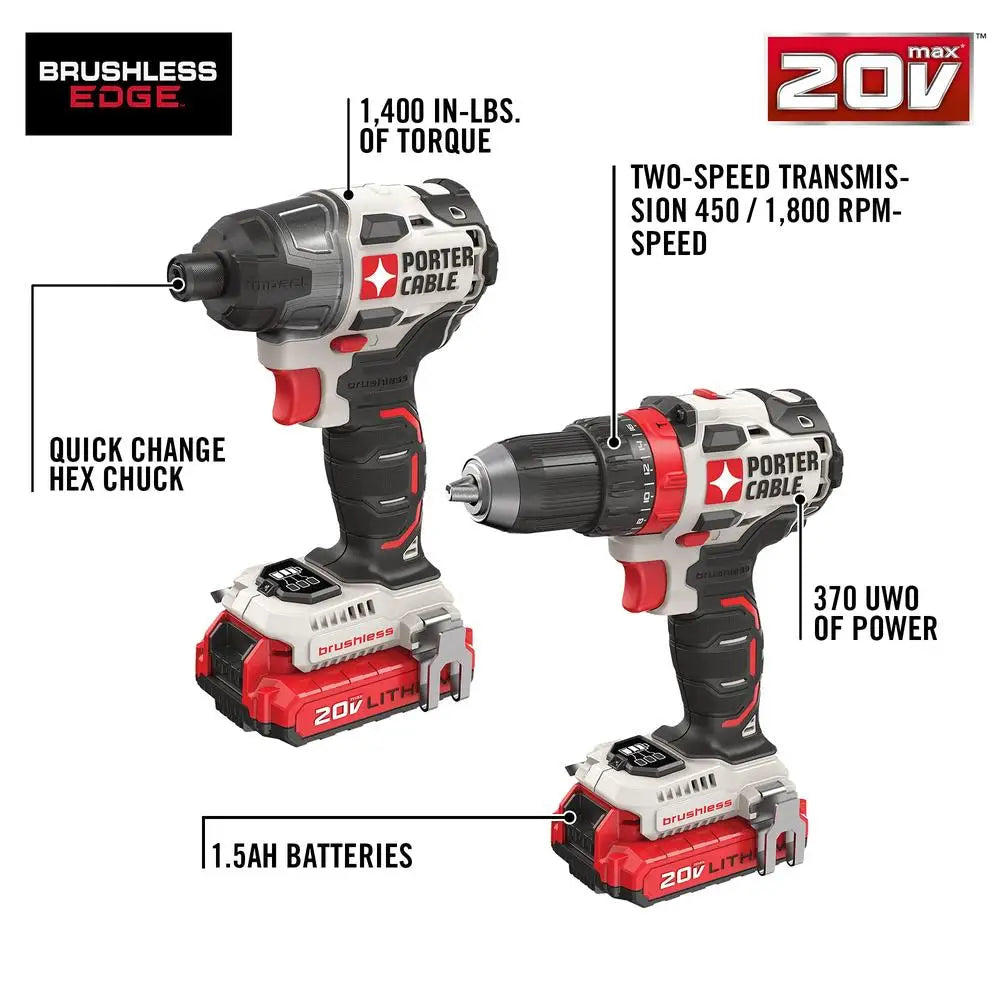 XMSJDIY 20V Max Cordless Drill and Impact Driver Combo Kit