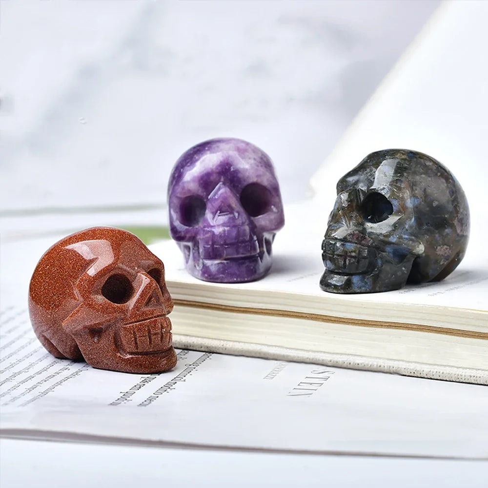 Natural Crystal Skull Carving Halloween Desktop Ornament