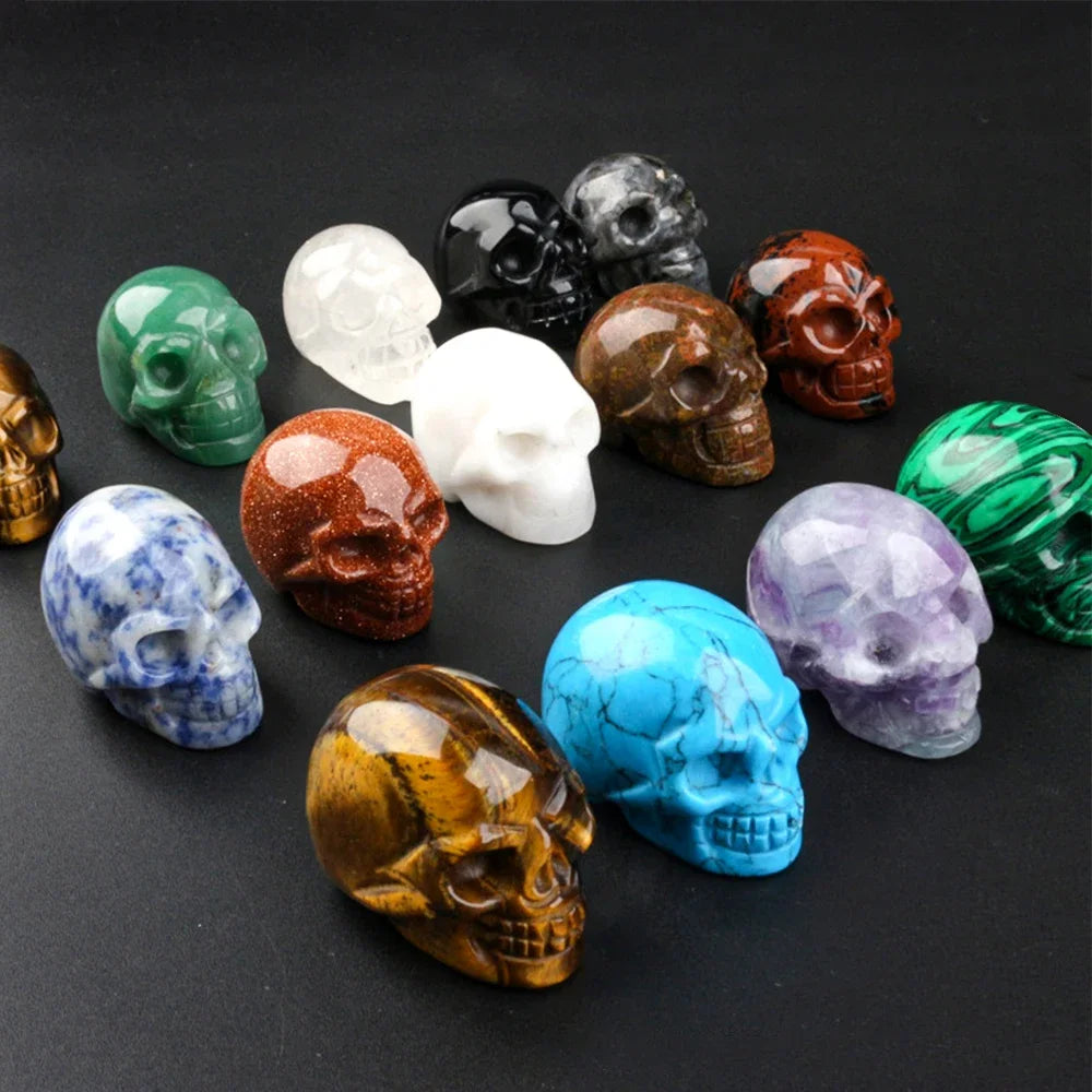 Natural Crystal Skull Carving Halloween Desktop Ornament