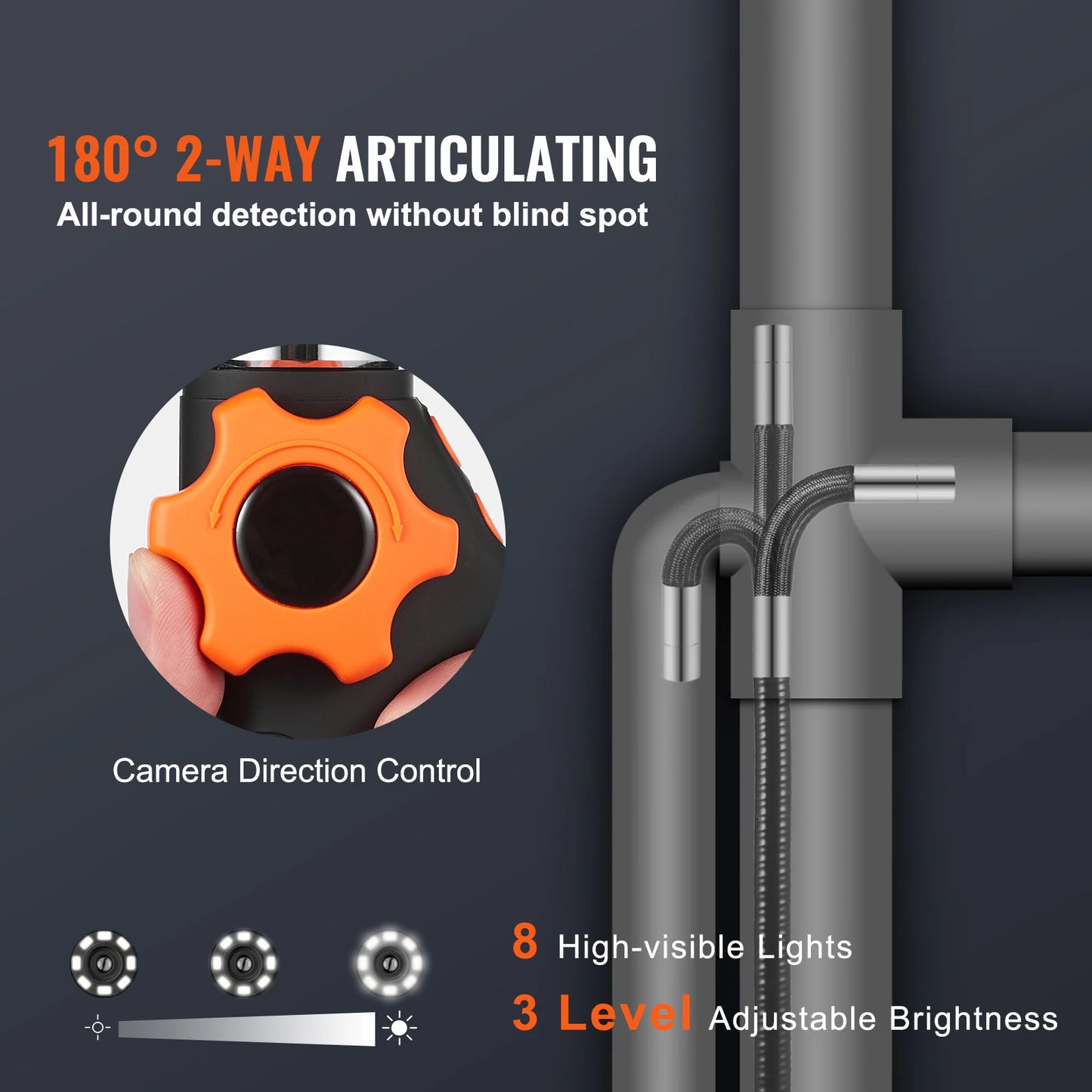 SucceBuy Articulating Borescope Camera With Light Two Way Endoscope