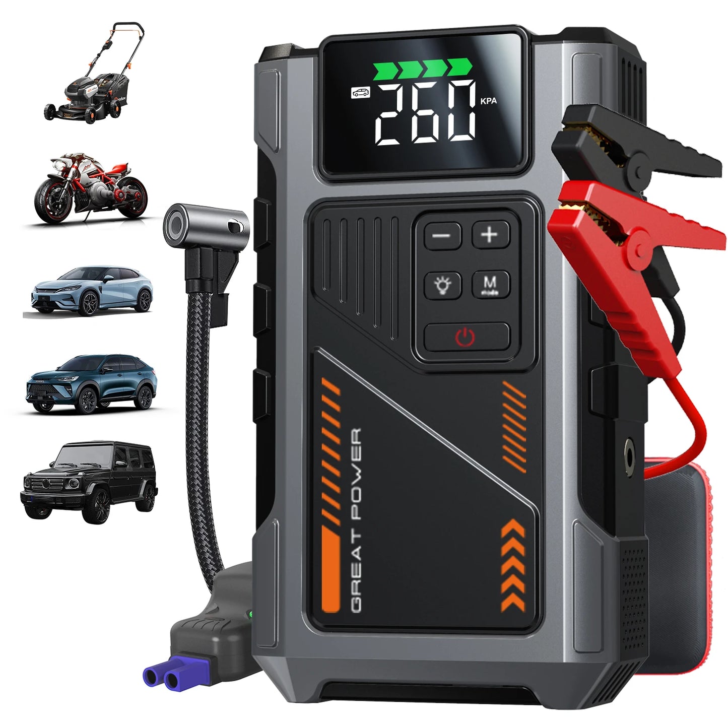 Geeneu Portable Car Jump Starter With Air Compressor 3000A