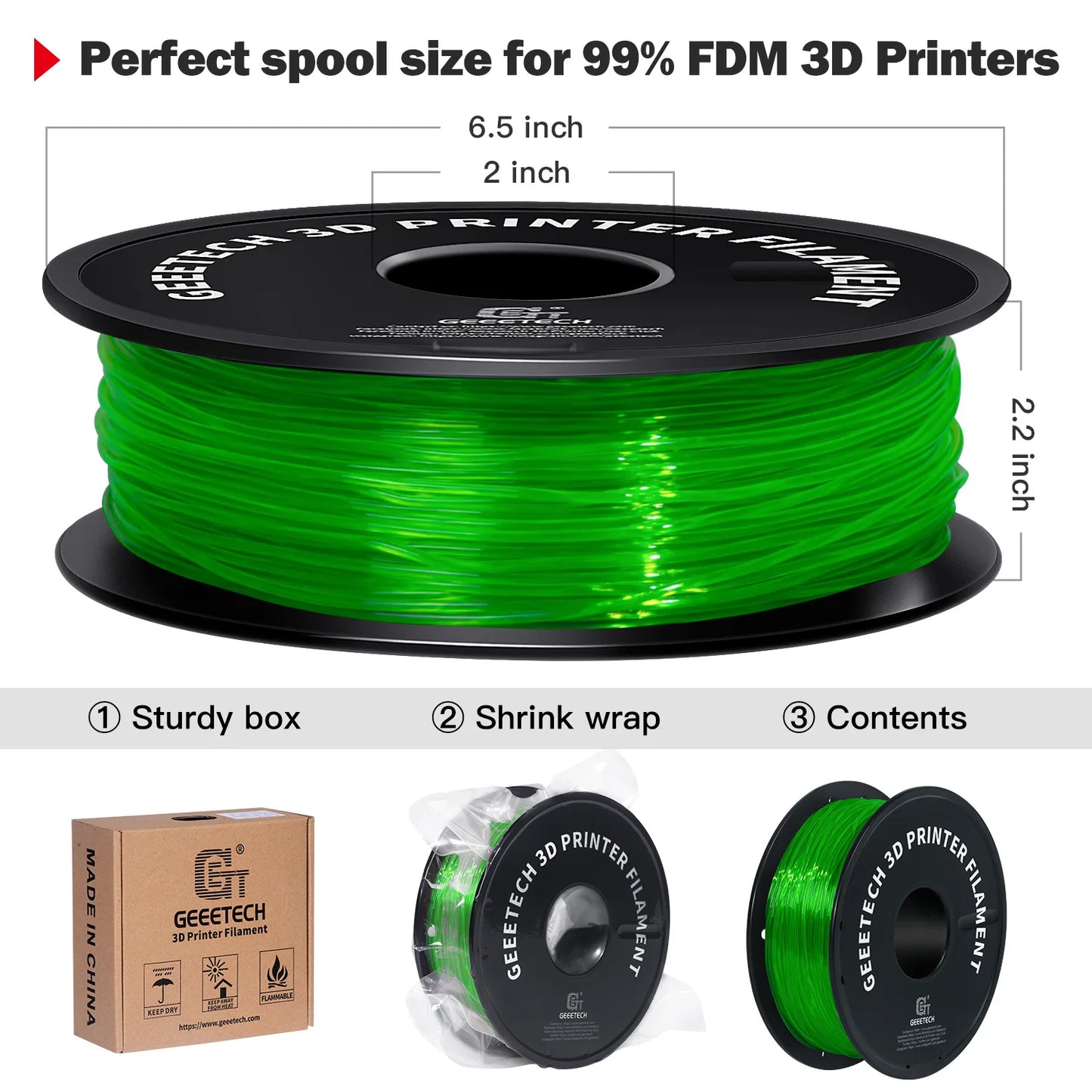GEEETECH TPU Filament Flexible Material for 3D Printers