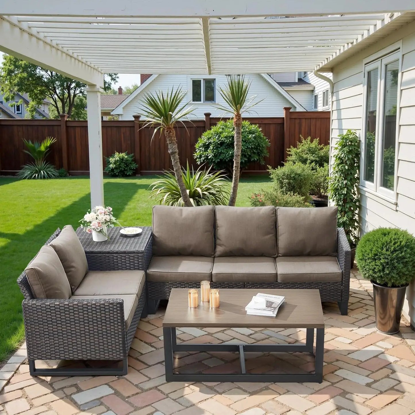 GUOHE Patio Conversation Set With Storage Box And Coffee Table