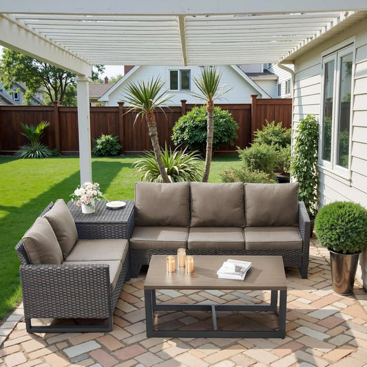 GUOHE Patio Conversation Set With Storage Box And Coffee Table