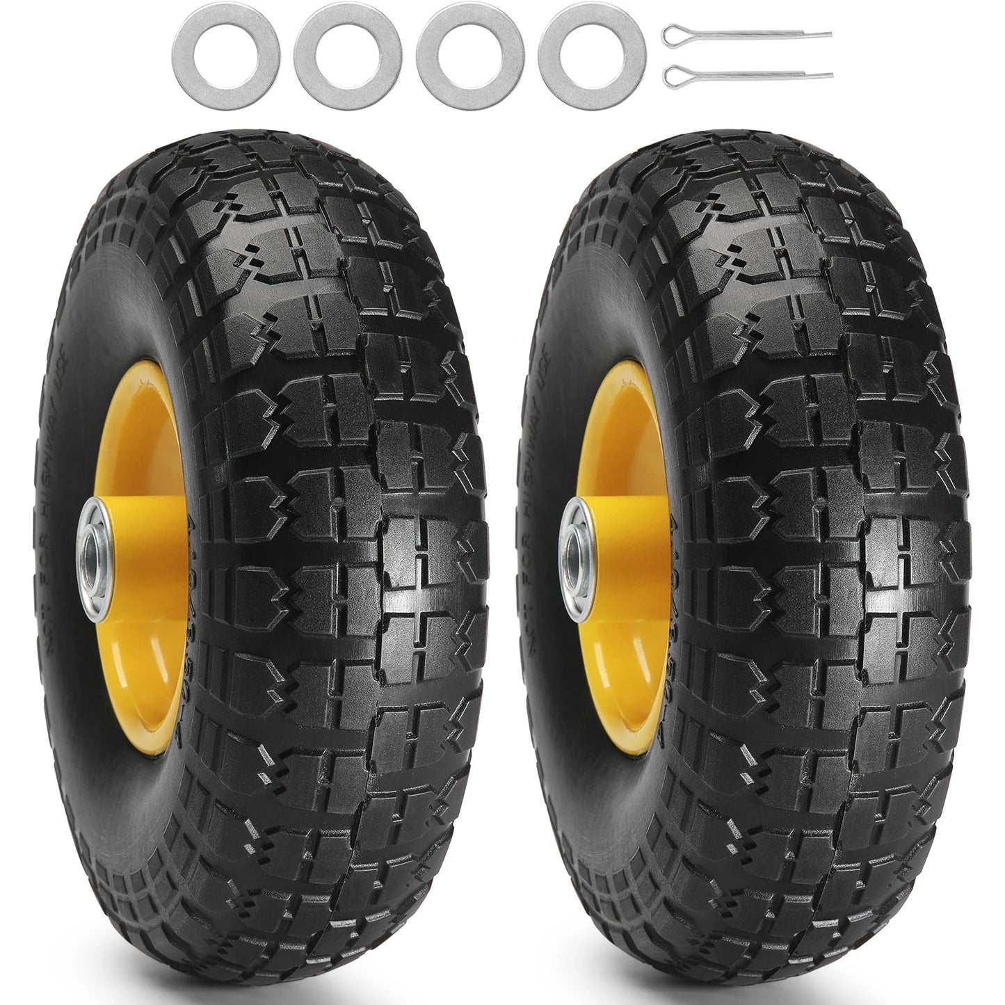 SucceBuy Professional-Grade Two-Pack-Set Solid PU Run-Flat Tire Wheels For Dollies