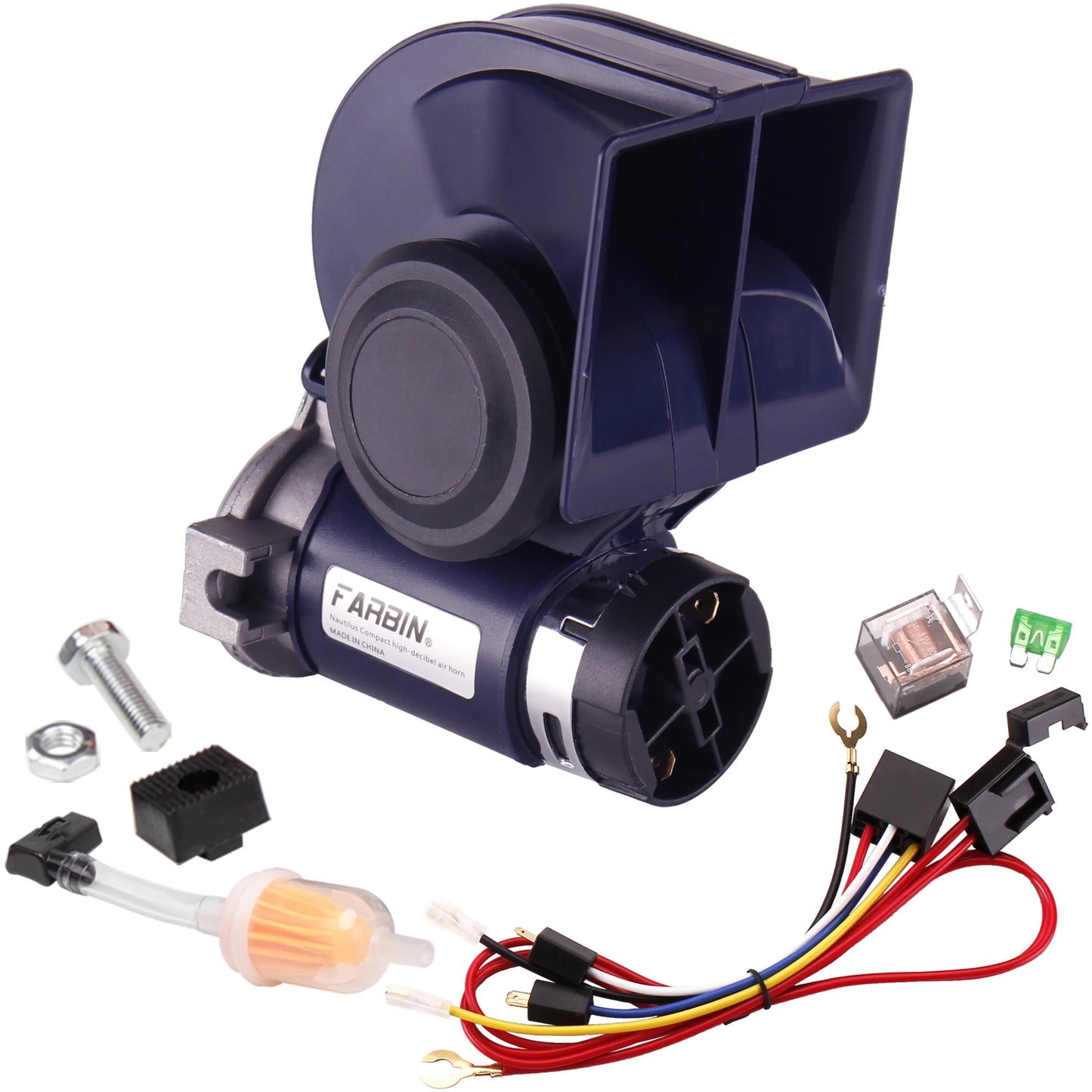 FARBIN Snail Air Horn With Compressor 12V 150dB Dual Tone