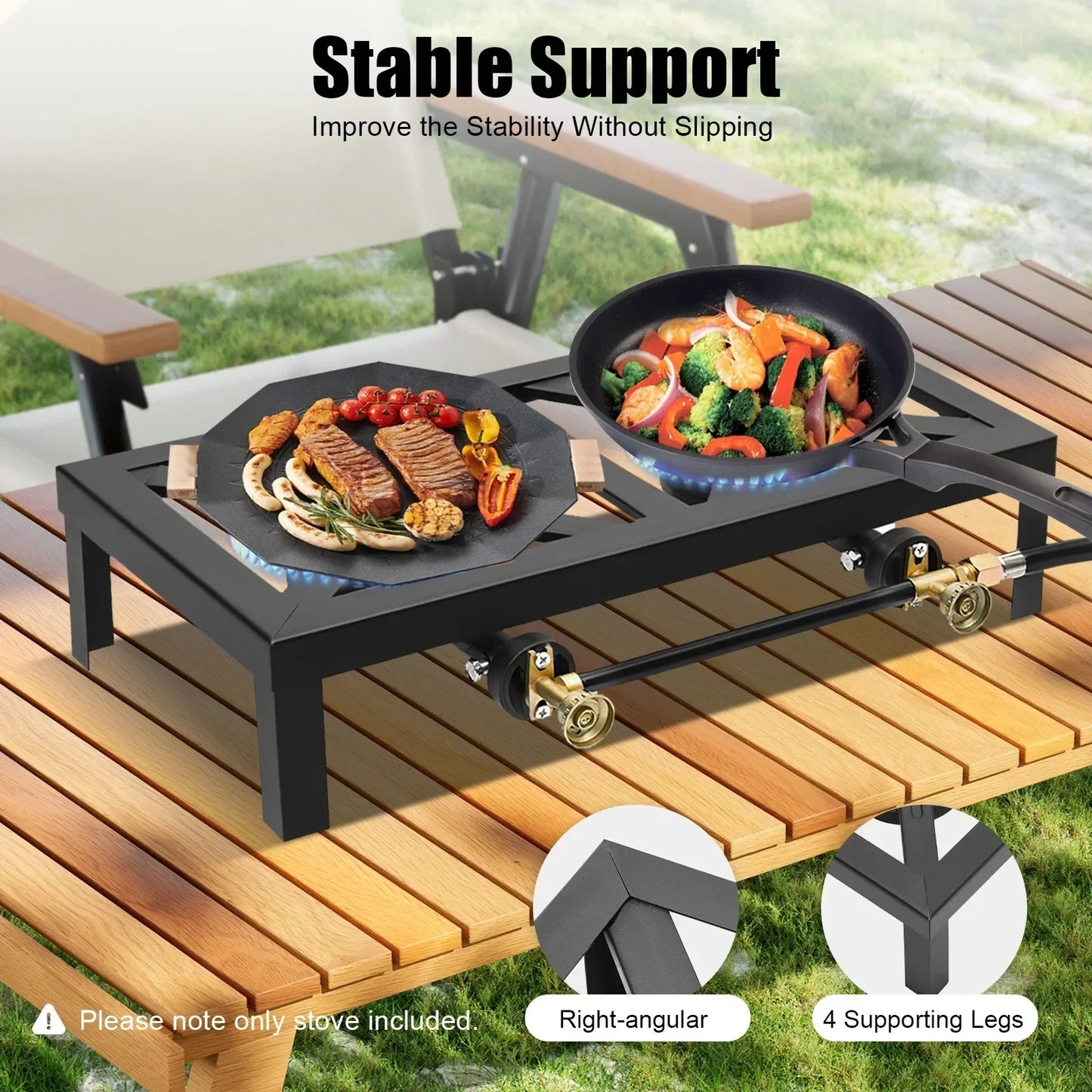 Portable Double Burner Gas Stove Outdoor Propane Cooktop Camping