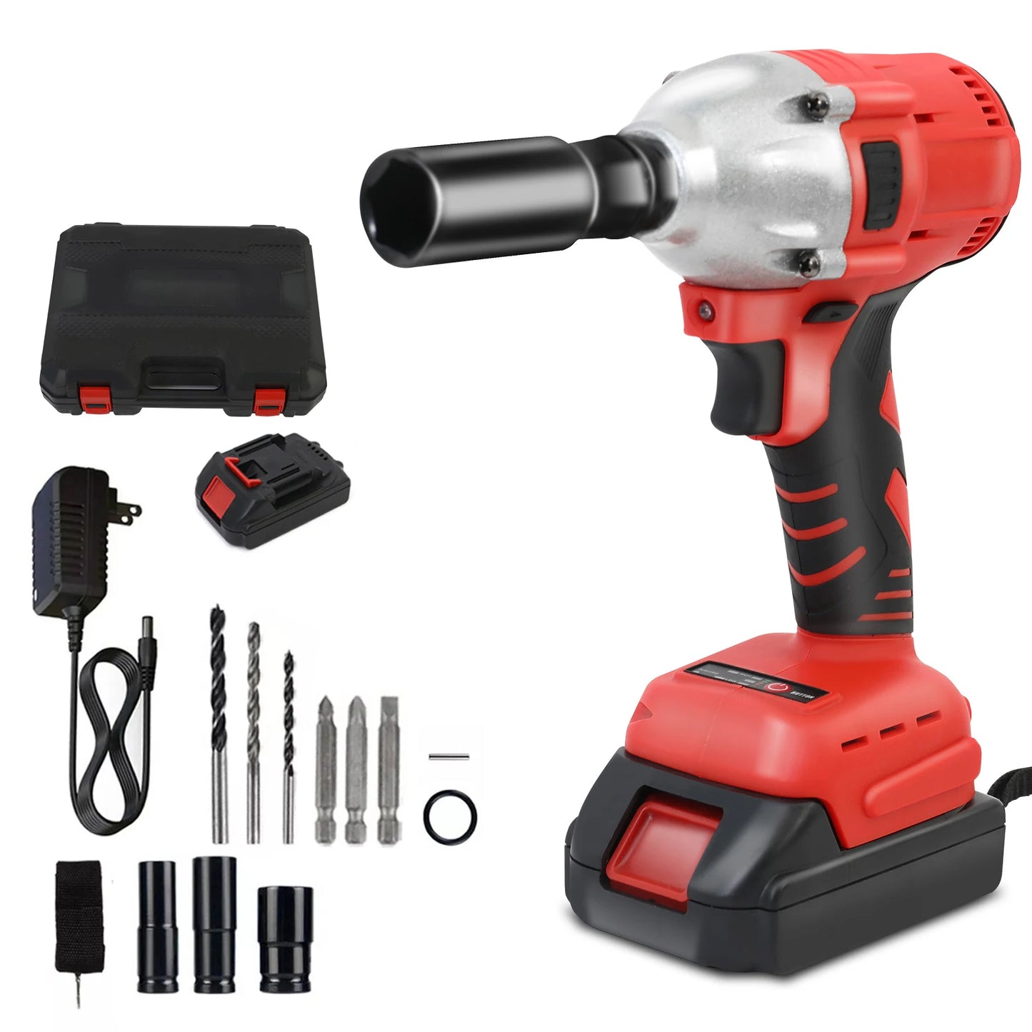 Cordless Brushless Impact Drill Wrench 20V High Torque Tool