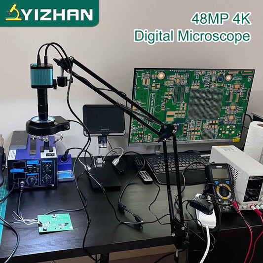 YIZHAN Soldering Microscope 4K HDMI USB Camera 150x Lens Stand
