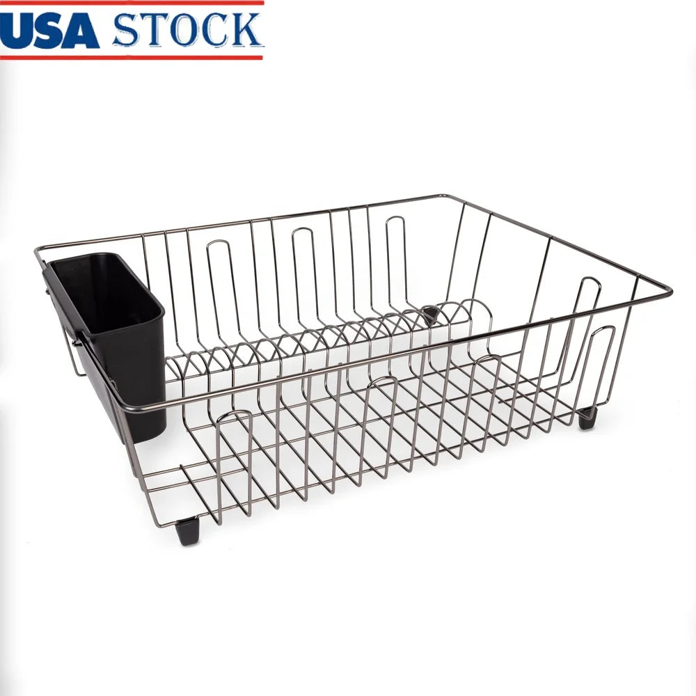 Wire Dish Rack Kitchen Organizer Drying Rack With Cutlery Cup