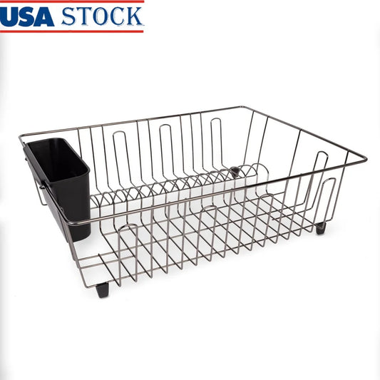 Wire Dish Rack Kitchen Organizer Drying Rack With Cutlery Cup