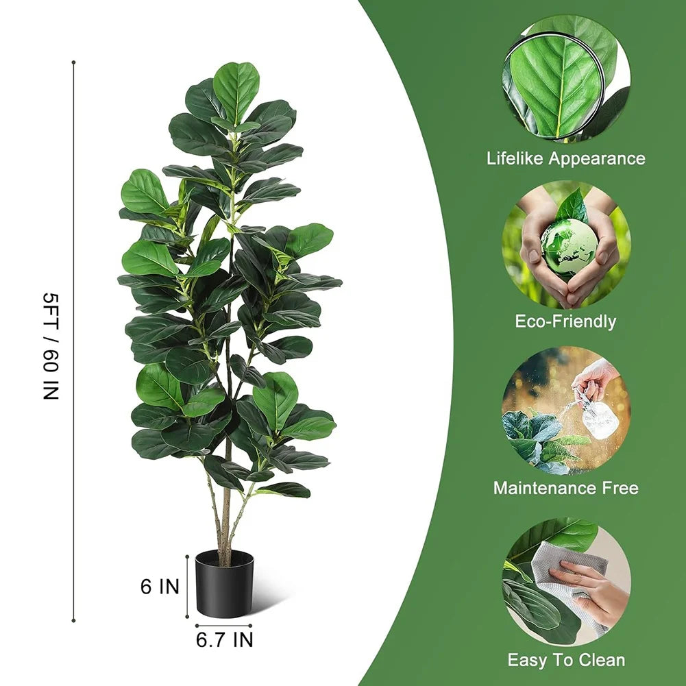 HiMIS Fiddle Leaf Fig Artificial Tree With Pot For Decor