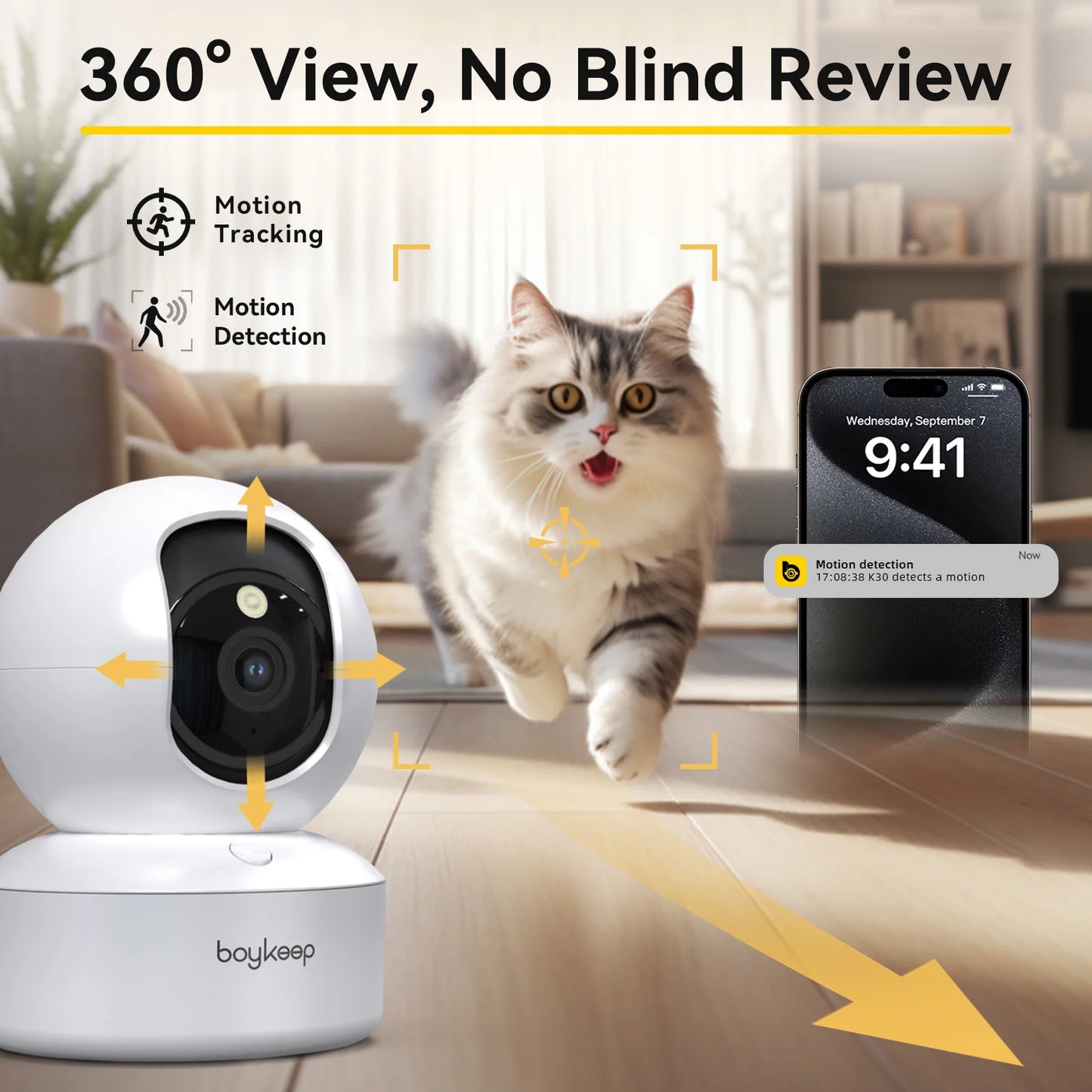 BoyKeep Smart Camera 2K Security Wifi Surveillance Indoor Night Vision