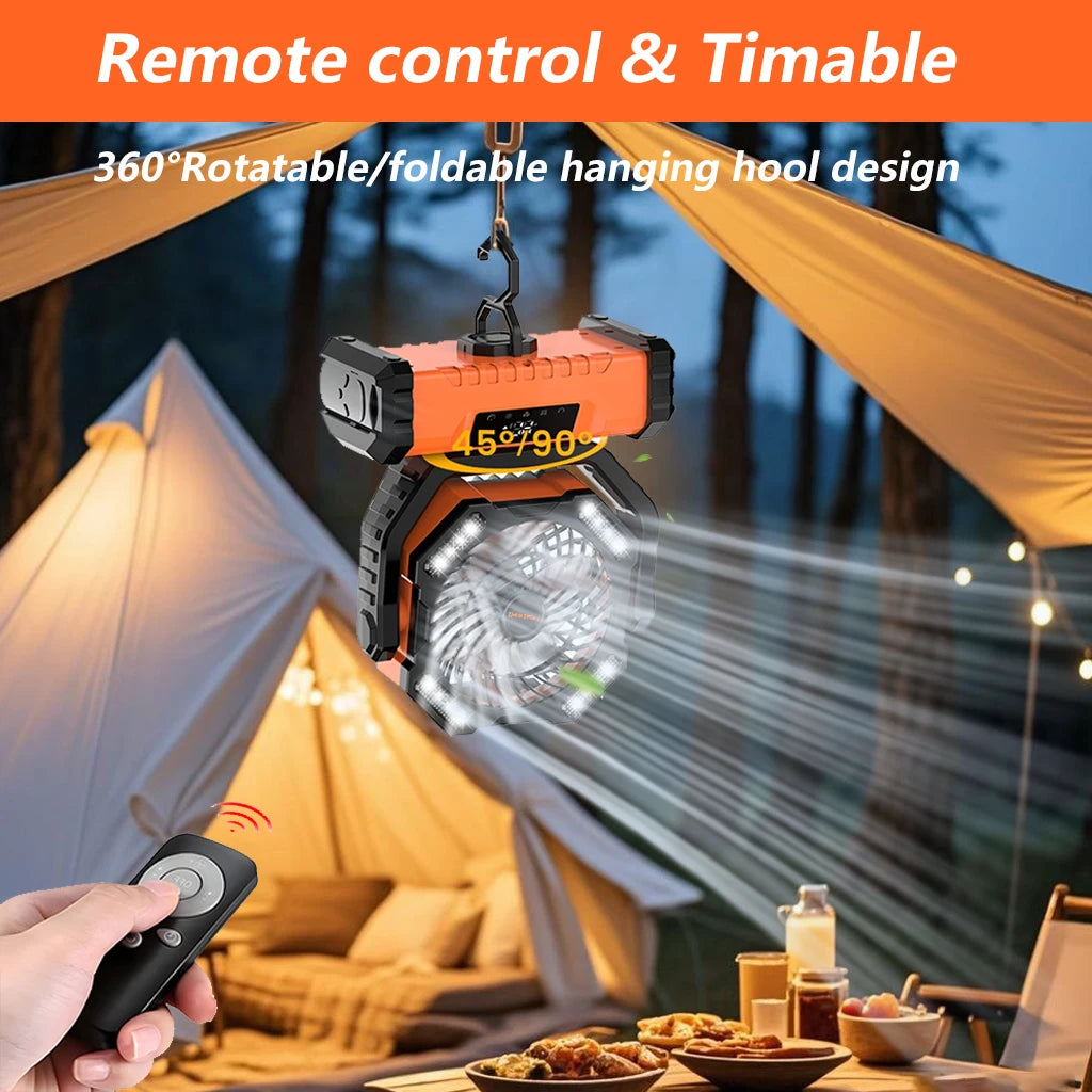 Electric 20000mAh Portable Led Camping Fan With Touch Control