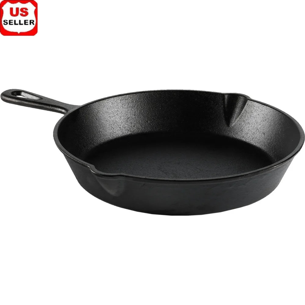Preseasoned Cast Iron Skillet Versatile Cooking Nonstick Campfire Easy Pour