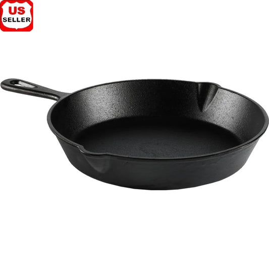 Preseasoned Cast Iron Skillet Versatile Cooking Nonstick Campfire Easy Pour