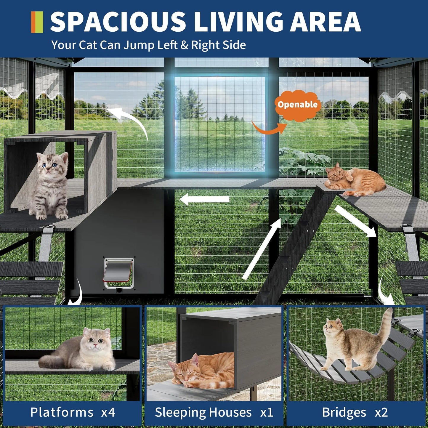 HiMISSCatio Aluminum Outdoor Catio Enclosure Walk in Cat Run