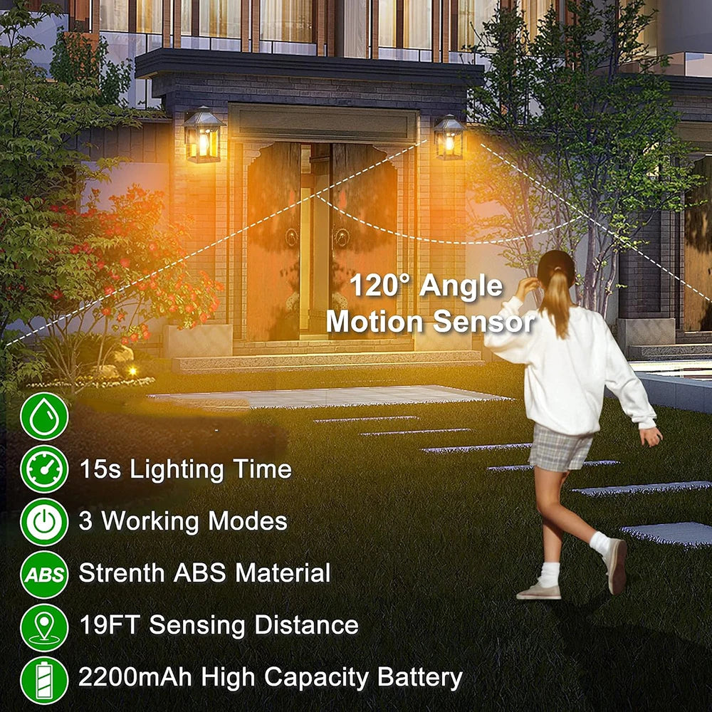 Solar Powered Wall Lanterns 2 Pack Exterior Front Porch Security Lamps LED