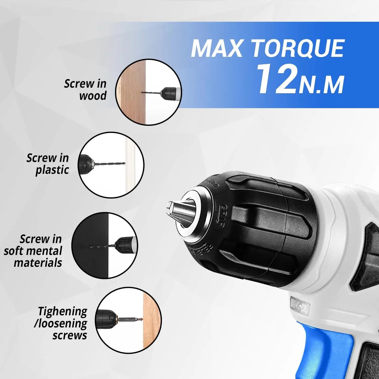 DEKODIY 8V Cordless Drill Tool Set 126 Piece Kit Complete