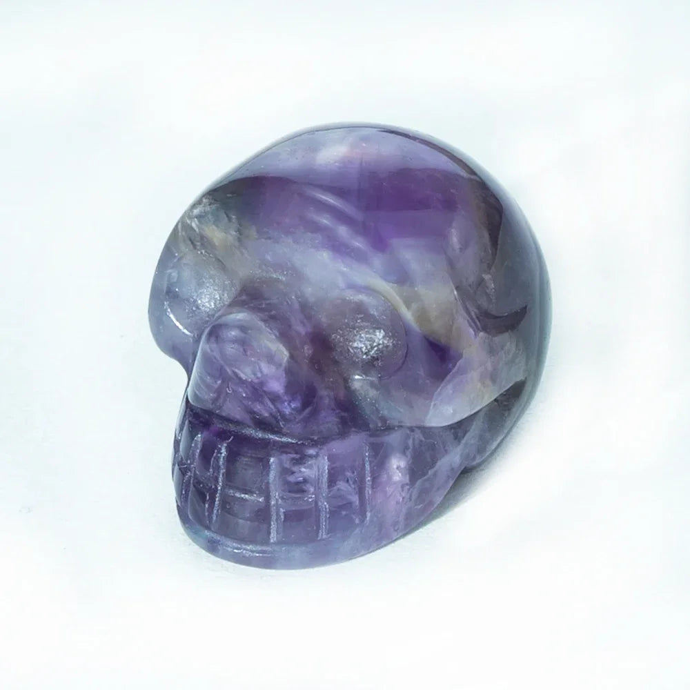 Natural Crystal Skull Carving Halloween Desktop Ornament