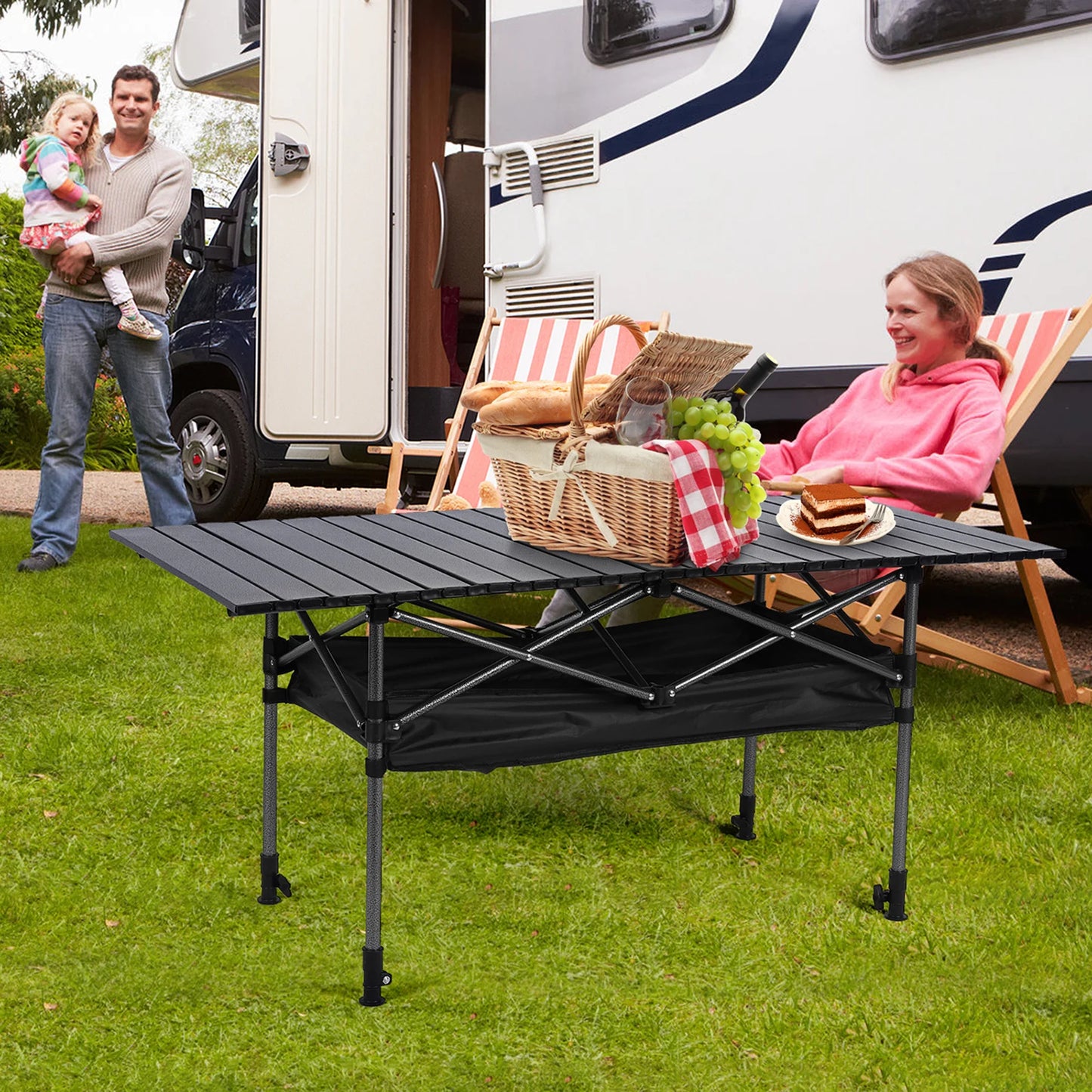 Shunmaii Outdoor Folding Adjustable Table Aluminum Portable Camping