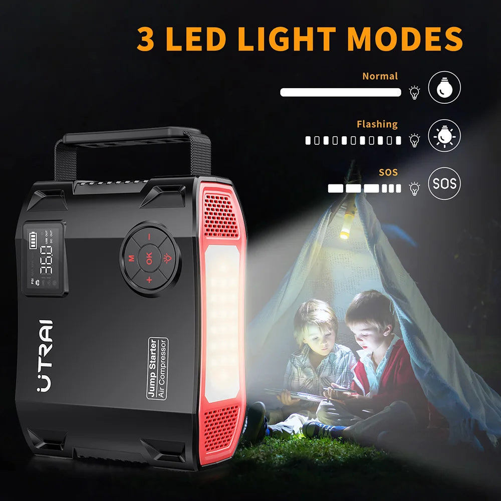 UTRAI 4 In 1 Jump Starter Power Bank 16000mAh 150PSI Air Compressor