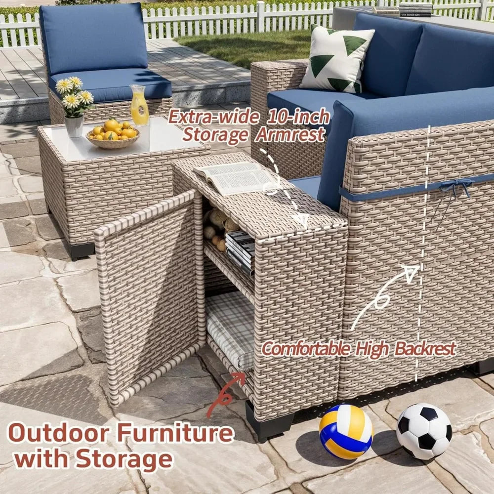 Outdoor Wicker Patio Sectional Sofa Set
