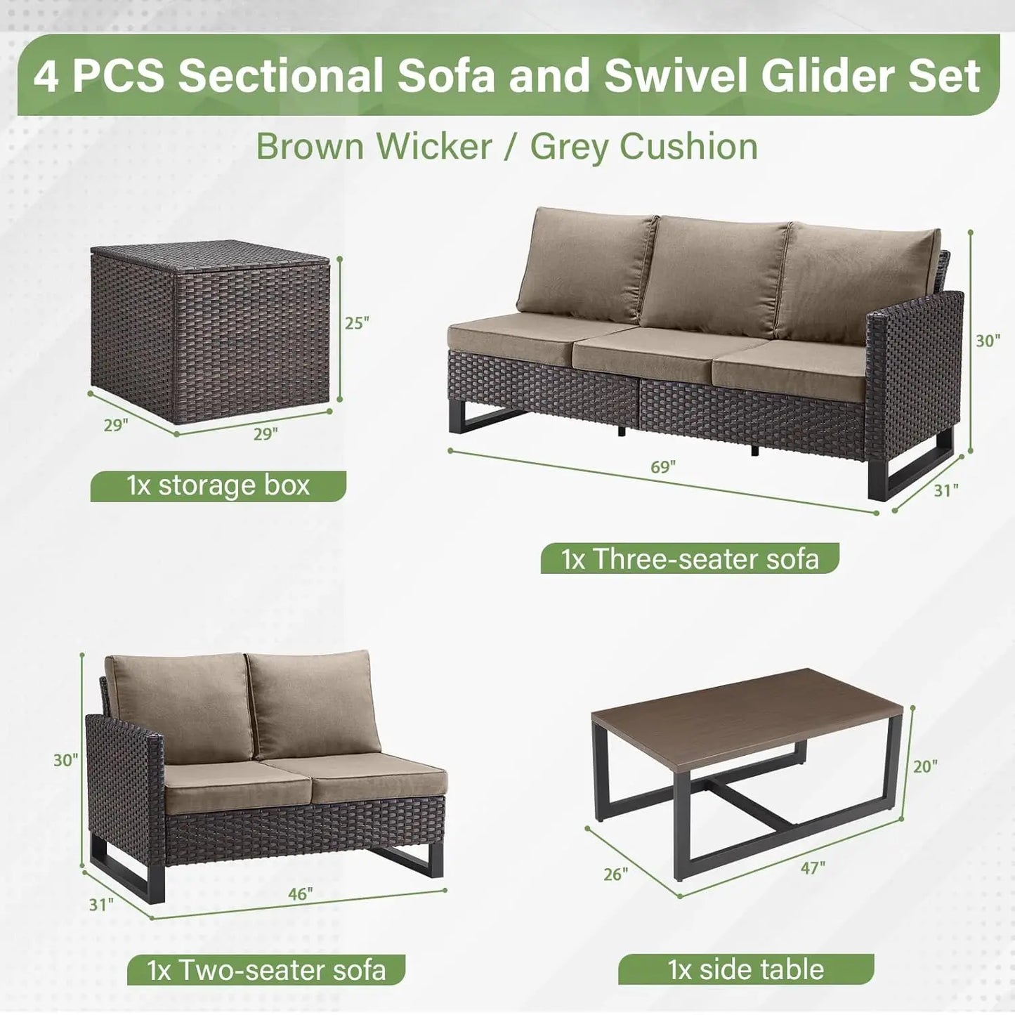 GUOHE Patio Conversation Set With Storage Box And Coffee Table