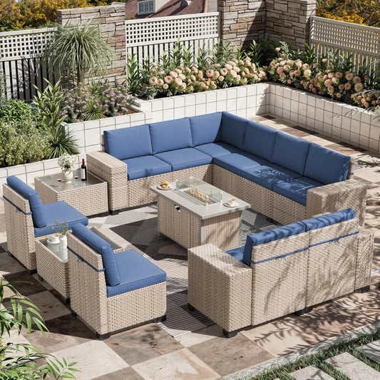 Outdoor Wicker Patio Sectional Sofa Set