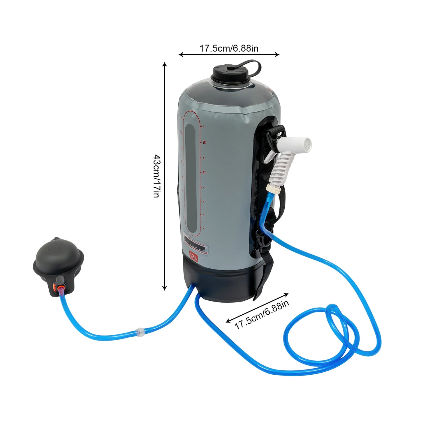 Electric Camping Shower Bag With Auto Pump And Removable Hose