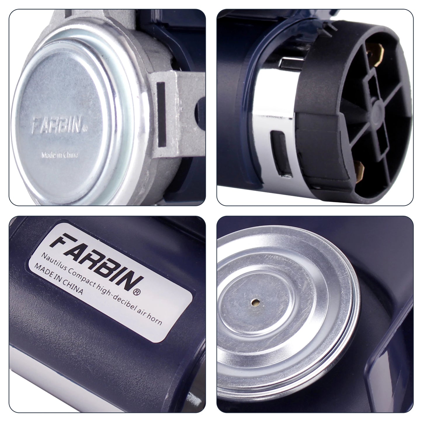 FARBIN Snail Air Horn With Compressor 12V 150dB Dual Tone