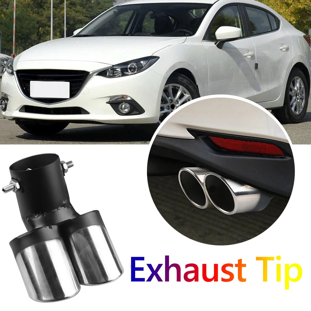APWIKOGER Stainless Steel Car Exhaust Muffler Tip Rear Dual Outlet