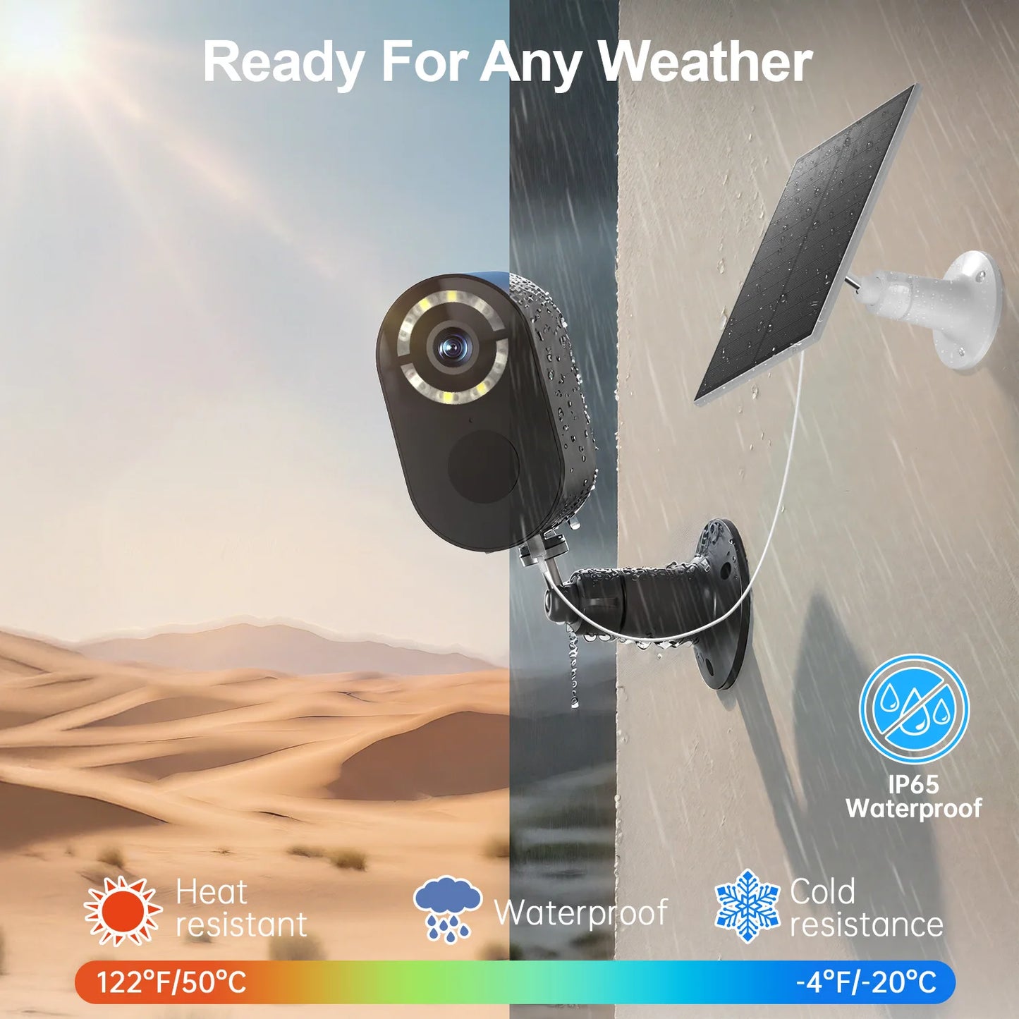 WESECUU Solar WiFi Outdoor Security Camera With Two Way Audio