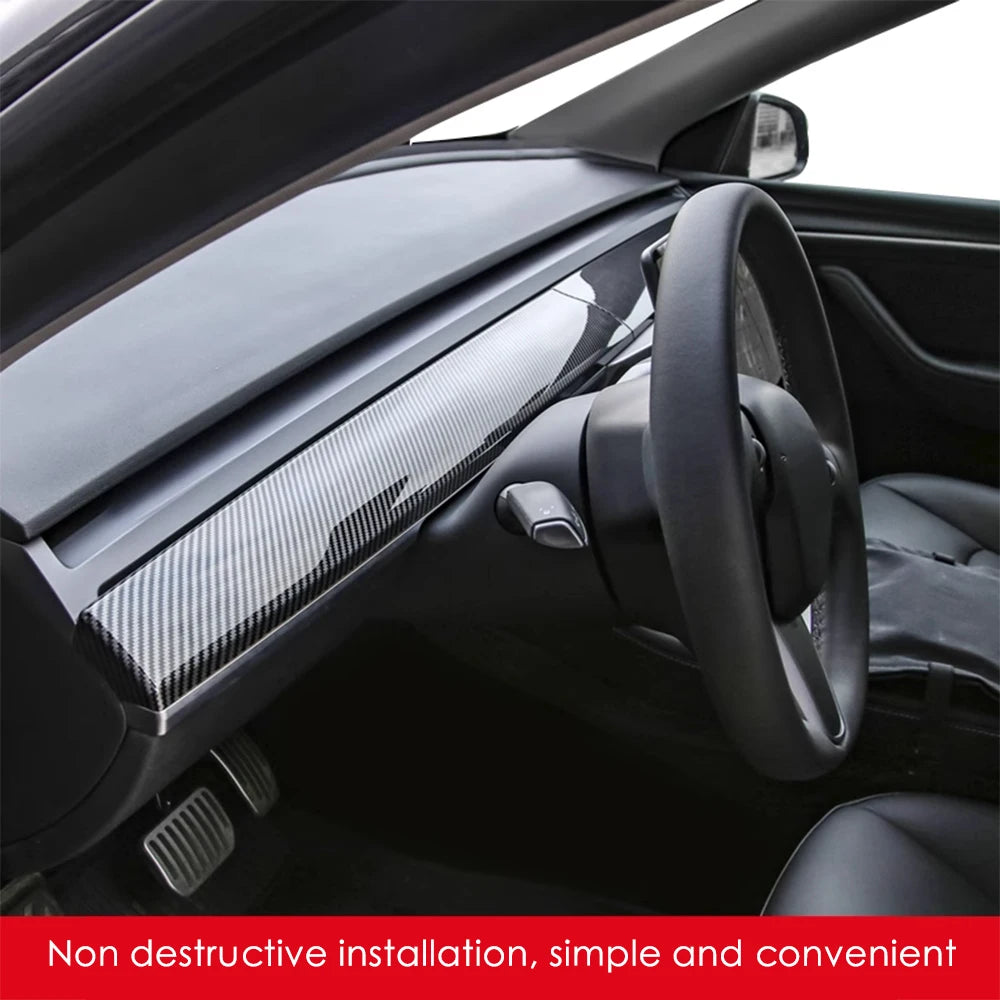 For Tesla Model 3 Y 2021-2023 Dashboard Panel Cover Door Trim Decoration Sticker ABS Carbon Fiber Pattern Decor Car Accessories