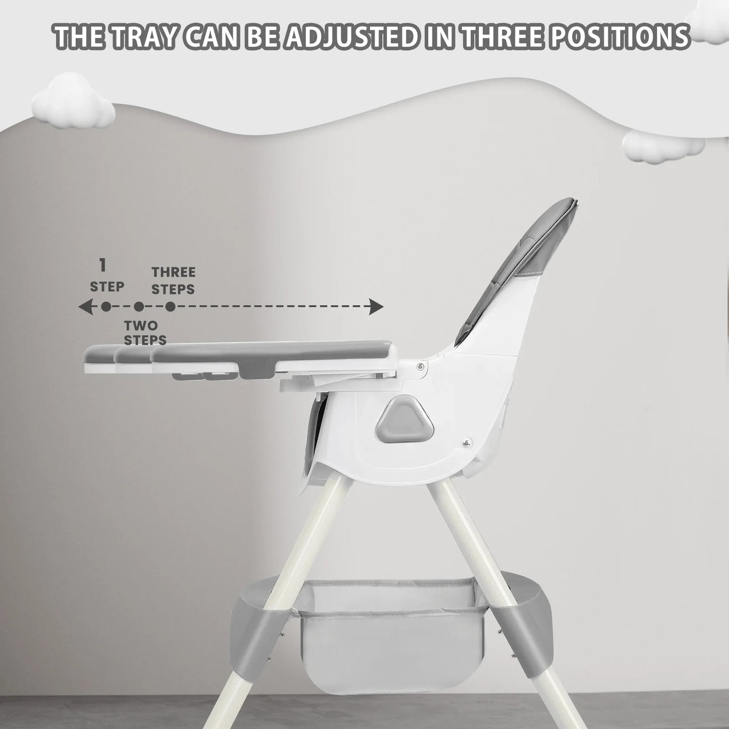 PIORLADO Foldable Baby High Chair With Tray And Toy Rack