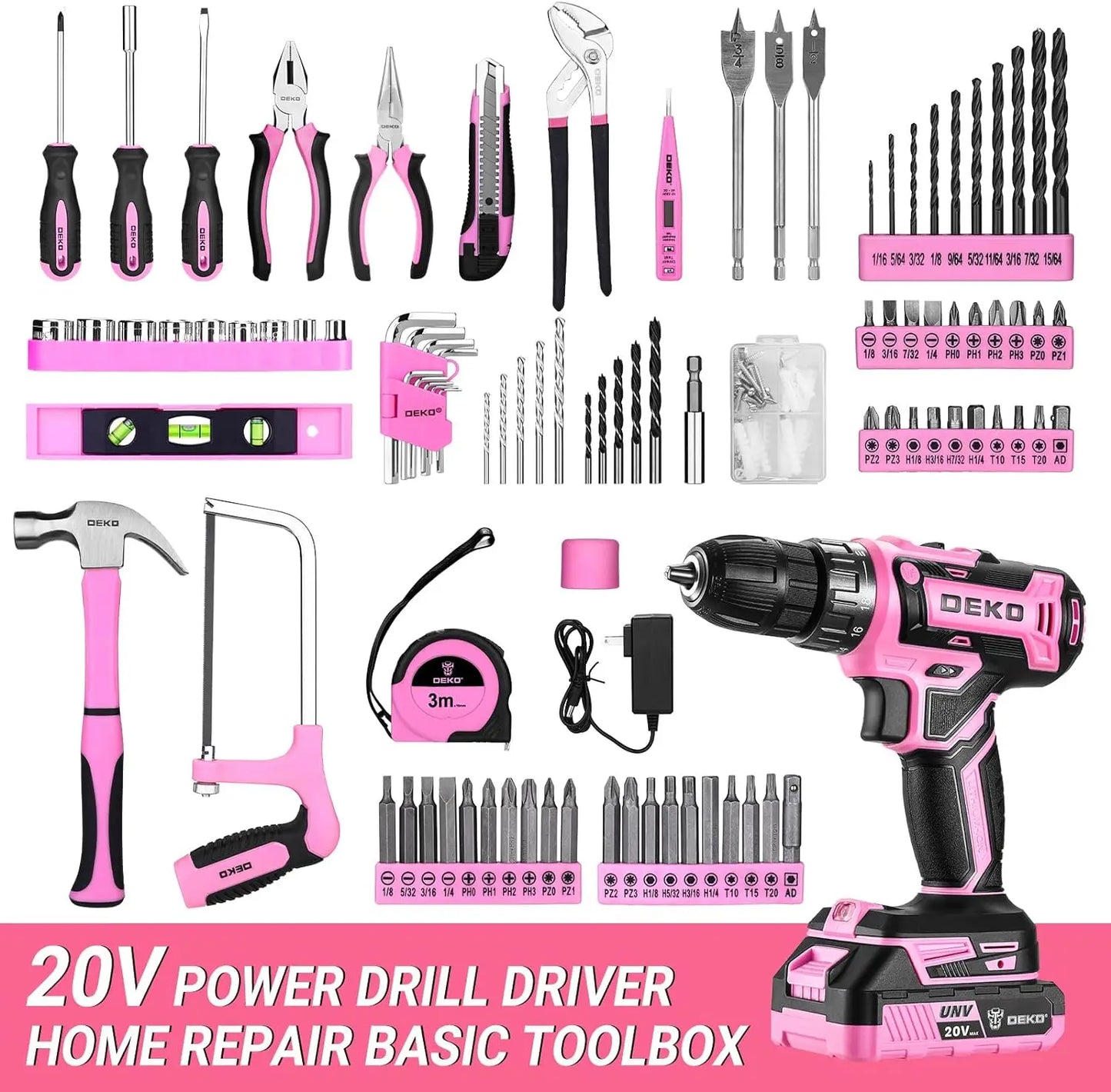 DEKODIY 20V Cordless Drill Set With Battery Power Tool Kit
