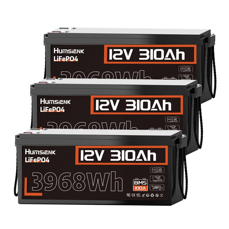 Humsienk 12V 310Ah LiFePO4 Battery 3968Wh With 100A BMS UL1973 RV