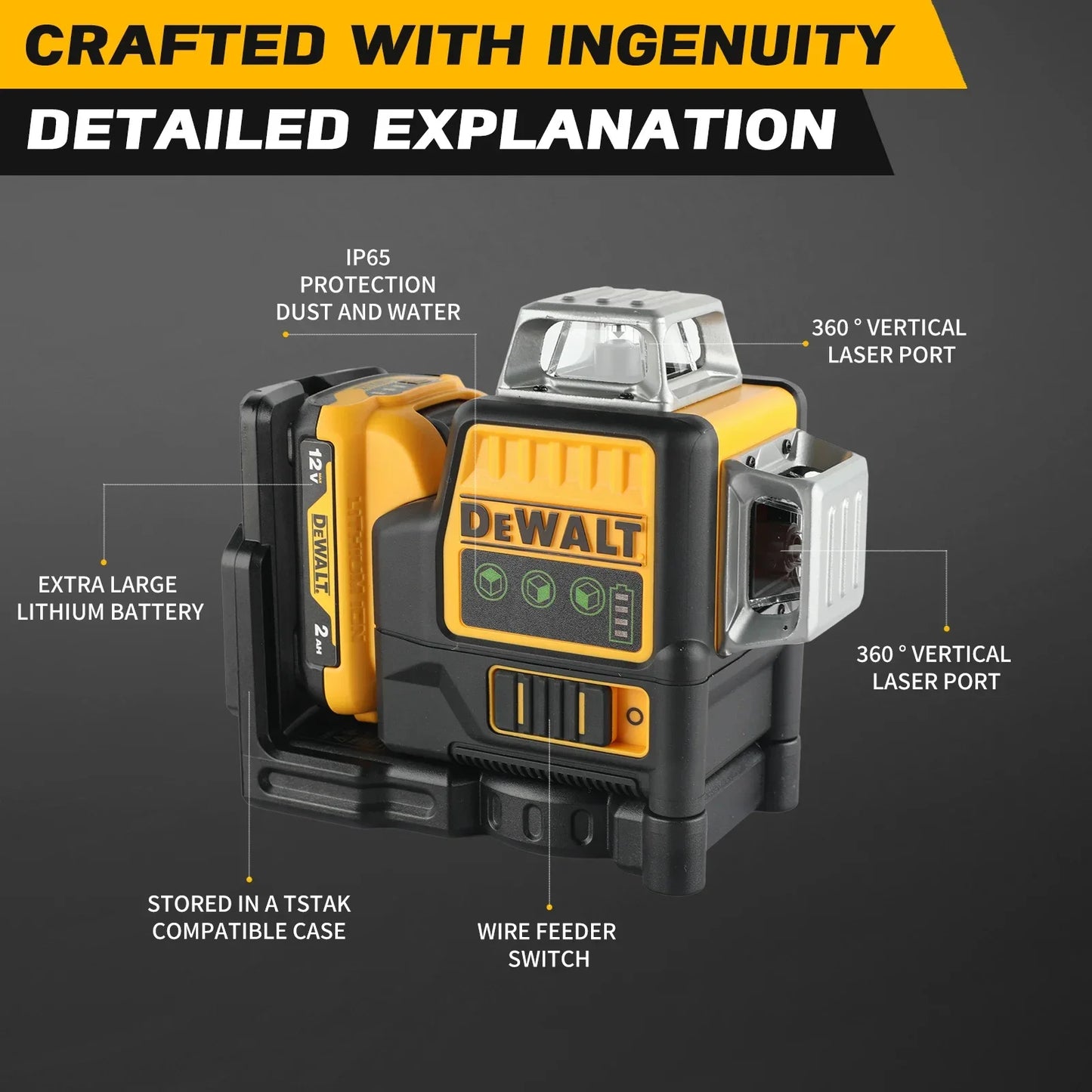 DEWALT DW089LG 12V Laser Level 12 Line 360 Degree Precision