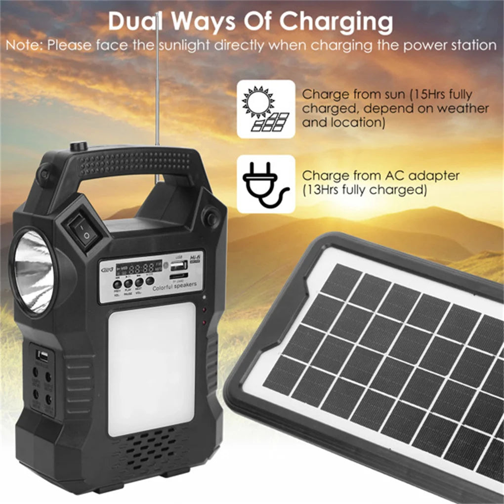 Electric Portable Solar Power Station Emergency Backup Flashlight Lamp