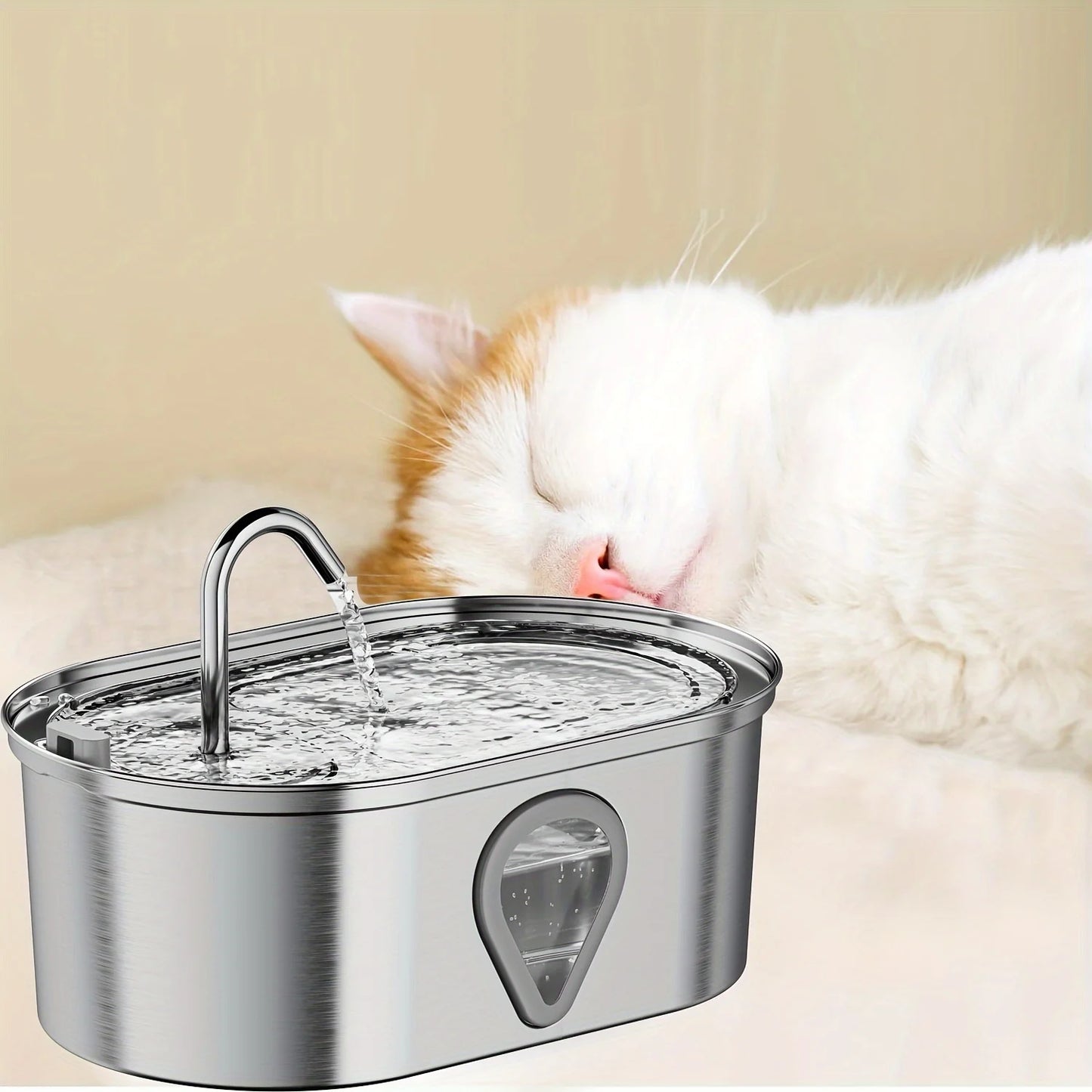 NPET Automatic Stainless Steel Cat Water Dispenser With Window