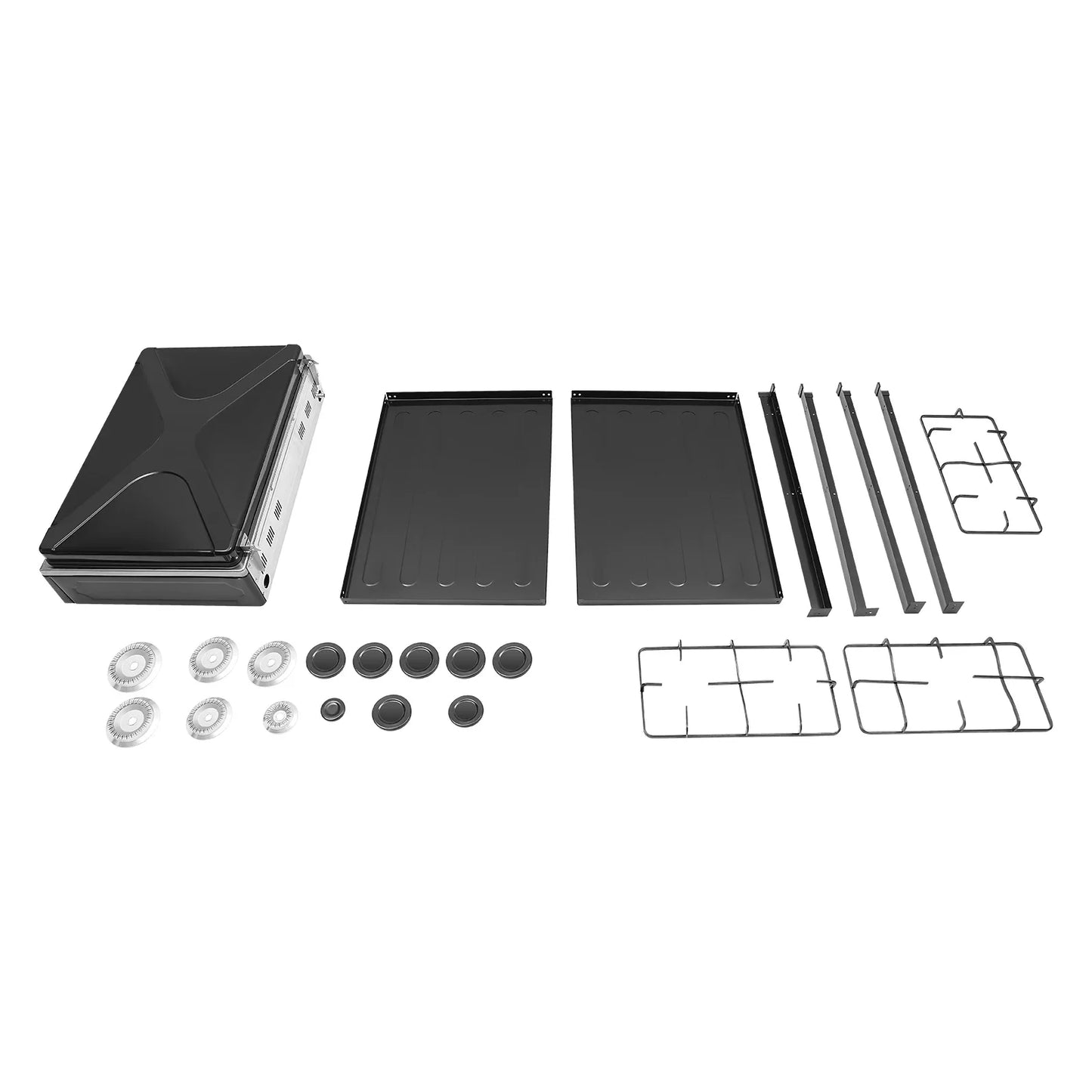 5 Burner Gas Stove Outdoor Camping Grill With 2 Tier Storage Rack